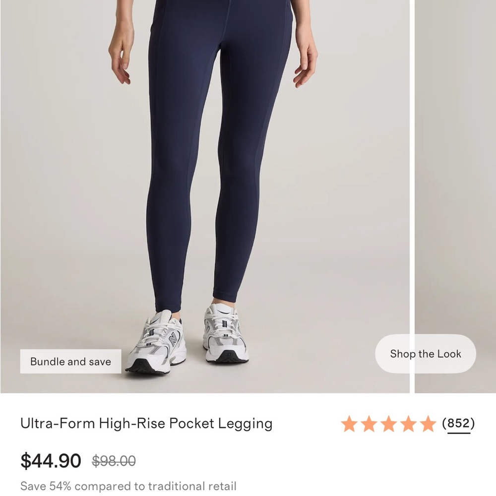 Quince Navy High-Rise Leggings